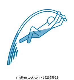 blue line pictogram man practice pole vault sport