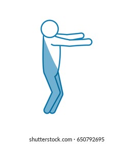 blue line pictogram man silhouette doing exercise