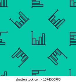 Blue line Pie chart infographic icon isolated seamless pattern on green background. Diagram chart sign.  Vector Illustration