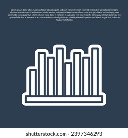 Blue line Pie chart infographic icon isolated on blue background. Diagram chart sign.  Vector Illustration