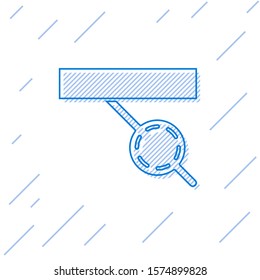 Blue line Pirate eye patch icon isolated on white background. Pirate accessory.  Vector Illustration