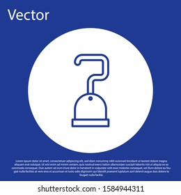 Blue line Pirate hook icon isolated on blue background. White circle button. Vector Illustration