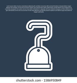 Blue line Pirate hook icon isolated on blue background.  Vector Illustration