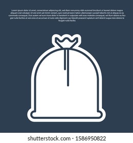 Blue line Pirate sack icon isolated on blue background.  Vector Illustration