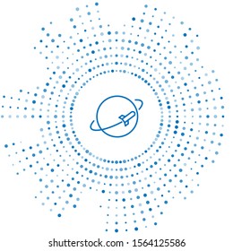 Blue line Planet icon isolated on white background. Abstract circle random dots. Vector Illustration