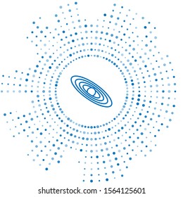 Blue line Planet icon isolated on white background. Abstract circle random dots. Vector Illustration