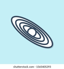 Blue line Planet icon isolated on blue background.  Vector Illustration