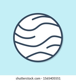 Blue line Planet icon isolated on blue background.  Vector Illustration