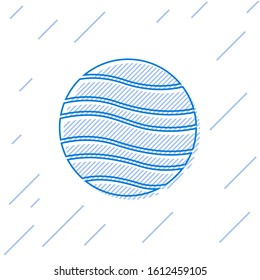 Blue line Planet Jupiter icon isolated on white background.  Vector Illustration