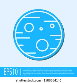 Blue line Planet Mars icon isolated on grey background.  Vector Illustration