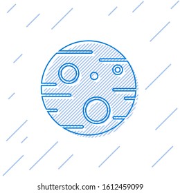 Blue line Planet Mars icon isolated on white background.  Vector Illustration
