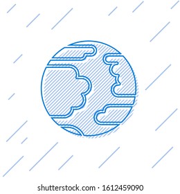 Blue line Planet Mercury icon isolated on white background.  Vector Illustration