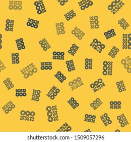 Blue line Planning strategy concept icon isolated seamless pattern on yellow background. Soccer or american football cup formation and tactic.  Vector Illustration