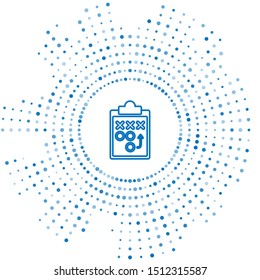 Blue line Planning strategy concept icon isolated on white background. Soccer or american football cup formation and tactic. Abstract circle random dots. Vector Illustration