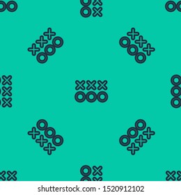 Blue line Planning strategy concept icon isolated seamless pattern on green background. Soccer or american football cup formation and tactic.  Vector Illustration