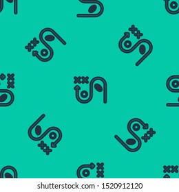 Blue line Planning strategy concept icon isolated seamless pattern on green background. Soccer or american football cup formation and tactic.  Vector Illustration