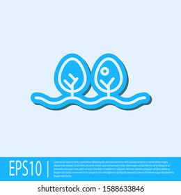 Blue line Plant icon isolated on grey background.  Vector Illustration