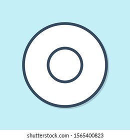Blue line Plate icon isolated on blue background. Cutlery symbol. Restaurant sign.  Vector Illustration