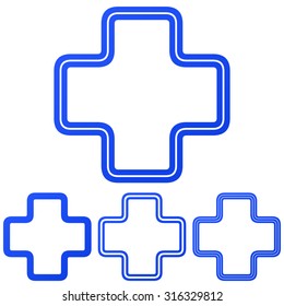 Blue line plus logo design set