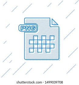 Blue line PNG file document. Download png button icon isolated on white background. PNG file symbol.  Vector Illustration