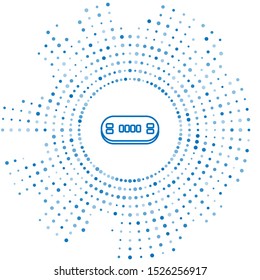 Blue line Poker table icon isolated on white background. Abstract circle random dots. Vector Illustration