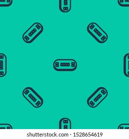 Blue line Poker table icon isolated seamless pattern on green background.  Vector Illustration