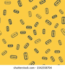 Blue line Poker table icon isolated seamless pattern on yellow background.  Vector Illustration