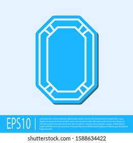 Blue line Poker table icon isolated on grey background.  Vector Illustration