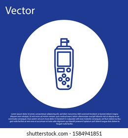 Blue line Portable sensor icon isolated on blue background. White circle button. Vector Illustration