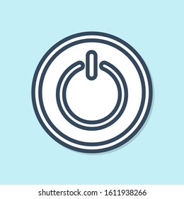 Blue line Power button icon isolated on blue background. Start sign.  Vector Illustration