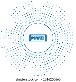 Blue line Power button icon isolated on white background. Start sign. Abstract circle random dots. Vector Illustration