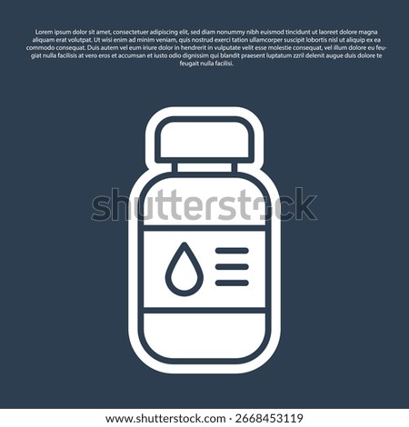 Blue line Printer ink bottle icon isolated on blue background.  Vector