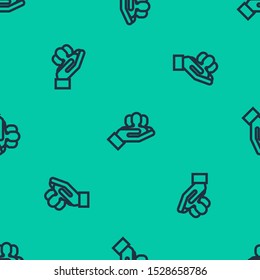 Blue line Project team base icon isolated seamless pattern on green background. Business analysis and planning, consulting, team work, project management.  Vector Illustration