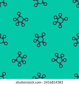Blue line Project team base icon isolated seamless pattern on green background. Business analysis and planning, consulting, team work, project management.  Vector