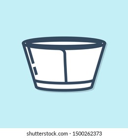 Blue line Protective cone collar icon isolated on blue background. Recovery pet cone. Cone for animal.  Vector Illustration