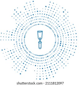 Blue line Putty knife icon isolated on white background. Spatula repair tool. Spackling or paint instruments. Abstract circle random dots. Vector Illustration