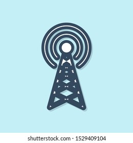 Blue line Radar icon isolated on blue background. Military search system.  Vector Illustration