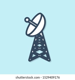 Blue line Radar icon isolated on blue background. Military search system.  Vector Illustration