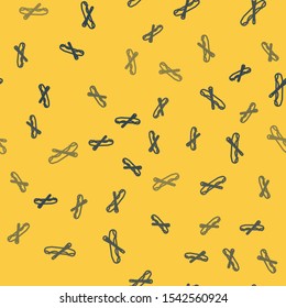 Blue line Rafting boat icon isolated seamless pattern on yellow background. Inflatable boat with paddles. Water sports, extreme sports, holiday, vacation.  Vector Illustration