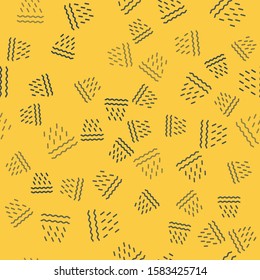 Blue line Rain and waves icon isolated seamless pattern on yellow background. Rain cloud precipitation with rain drops.  Vector Illustration