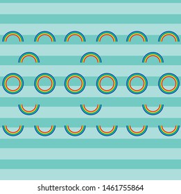 Blue line rainbow kids pattern vector
