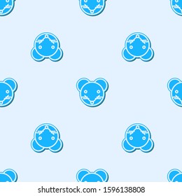 Blue line Rat zodiac sign icon isolated seamless pattern on grey background. Astrological horoscope collection.  Vector Illustration