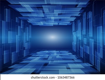 Blue line and rectangle virtual vector abstract background