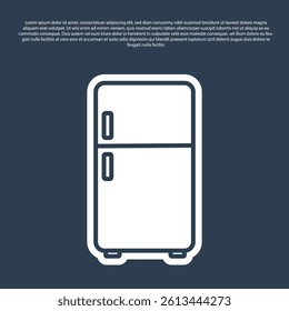 Blue line Refrigerator icon isolated on blue background. Fridge freezer refrigerator. Household tech and appliances.  Vector