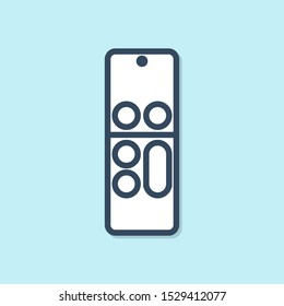 Blue line Remote control icon isolated on blue background.  Vector Illustration