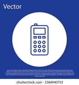 Blue line Remote control icon isolated on blue background. White circle button. Vector Illustration