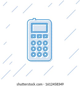 Blue line Remote control icon isolated on white background.  Vector Illustration