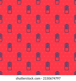 Blue line Remote control icon isolated seamless pattern on red background.  Vector