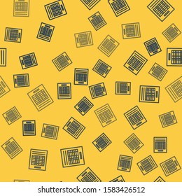 Blue line Report file document icon isolated seamless pattern on yellow background. Checklist icon. Business concept.  Vector Illustration