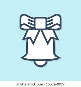 Blue line Ringing bell icon isolated on blue background. Alarm symbol, service bell, handbell sign, notification symbol.  Vector Illustration
